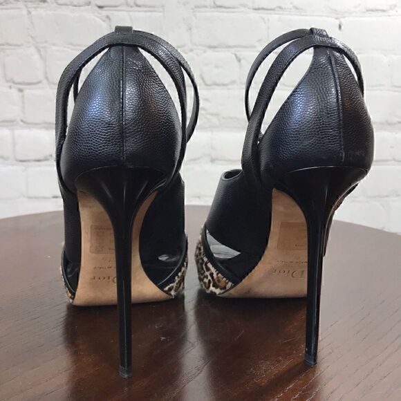 CHRISTIAN DIOR Pony Hair Peep Toe sky High heels. Very Sexy 7.5 (37.5) - Picture 7 of 8